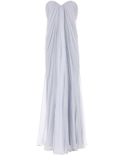 Alexander McQueen Powder Chiffon Long Dress - White