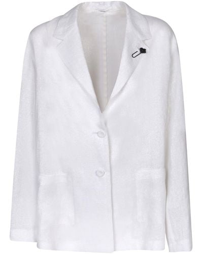 Lardini Linen Lurex Overshirt - White