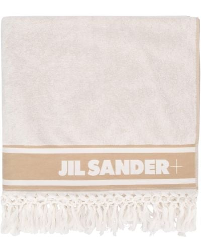 Jil Sander Embroidered Cotton Beach Towel - Natural