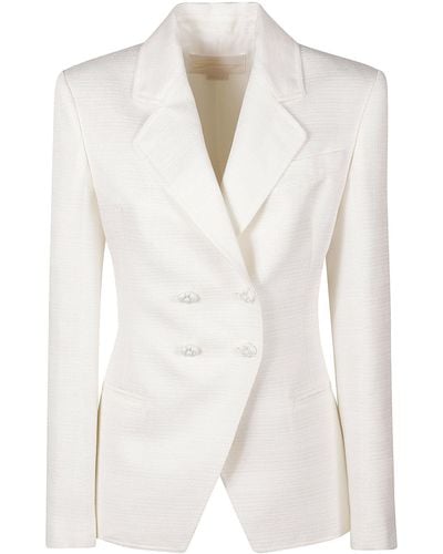 Genny Double-Breasted Plain Dinner Jacket - White