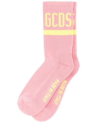 Gcds Logo Intarsia Knit Socks - Pink