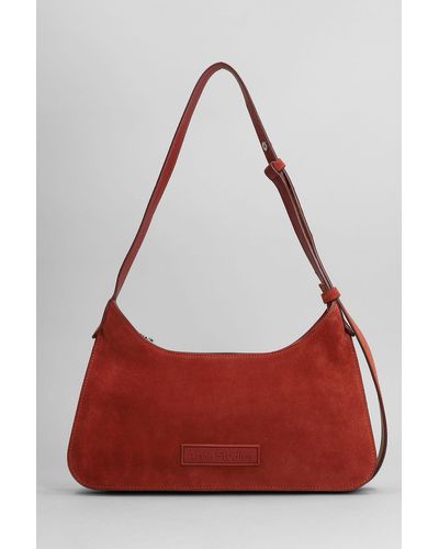 Acne Studios Platt Mini Shoulder Bag In Bordeaux Suede - Red