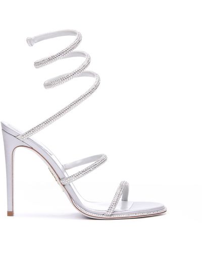Rene Caovilla Cleo Sandals With Crystals - White