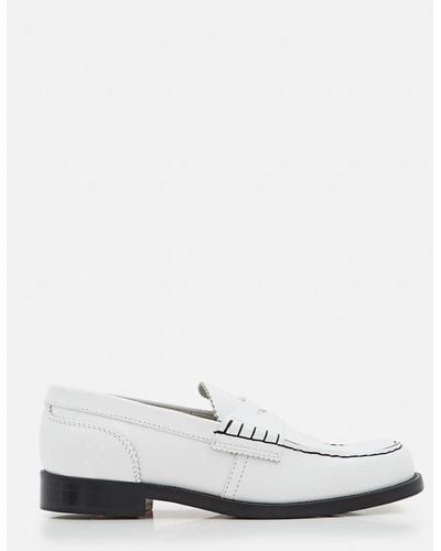 COLLEGE Leather Moccassin - White
