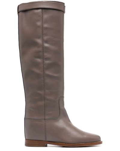 Via Roma 15 Taupe Calf Leather Boots - Brown