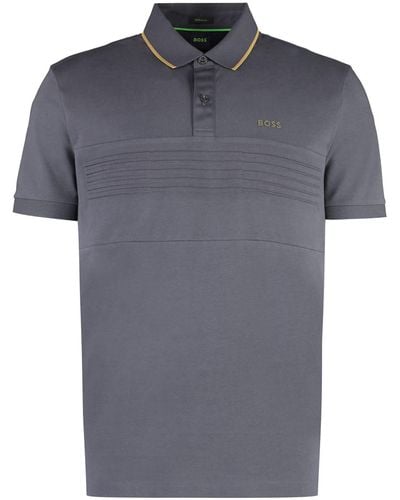 BOSS Short Sleeve Cotton Polo Shirt - Gray