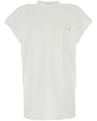 The Attico Shoulder-padded Waflle-effect Crewneck T-shirt - White