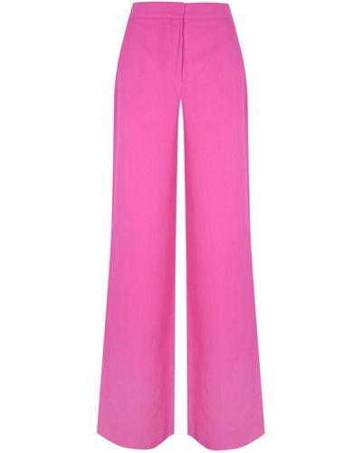 Max Mara Studio Gary Viscose And Linen Trousers - Pink