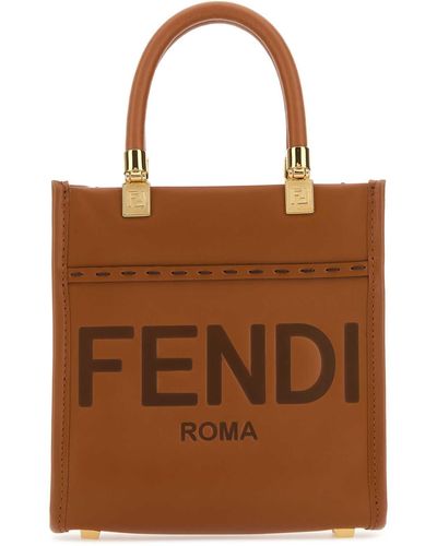Fendi Caramel Leather Mini Sunshine Handbag - Brown