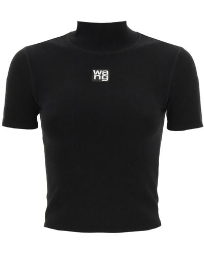 T By Alexander Wang Cropped Top With Logo - Black