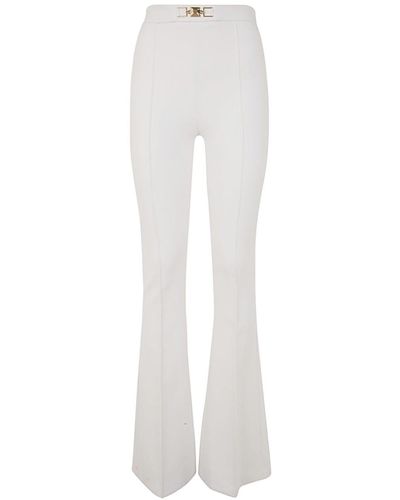 Elisabetta Franchi Flare Trouser With Buckle - White