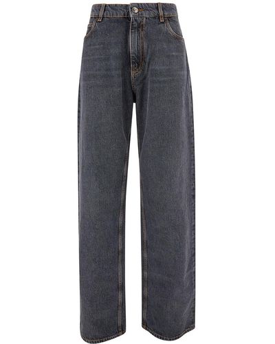 Etro Wide-Leg Jeans With Logo Embroidery - Blue