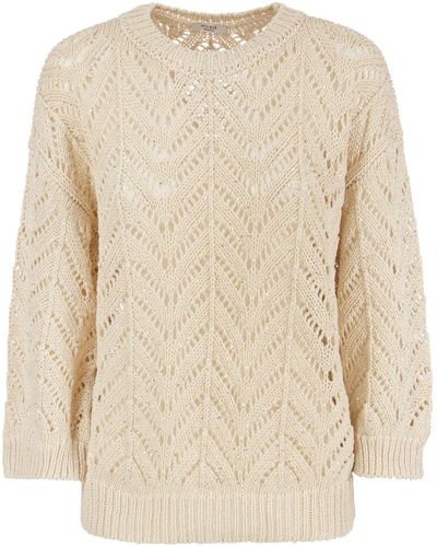 Peserico Cotton Yarn Jumper With Sequins - Natural