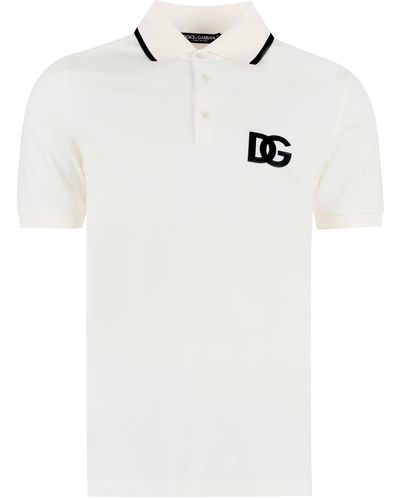 Dolce & Gabbana Chest Logo Embroidered Polo Shirt - White
