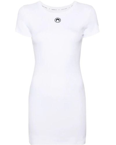 Marine Serre Organic Cotton Rib T-Shirt Dress - White