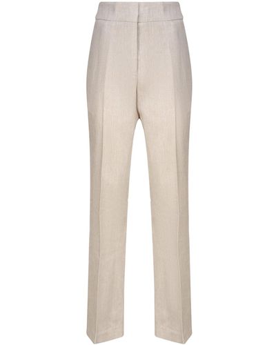 Genny Linen Blend Tailored Trousers - Natural