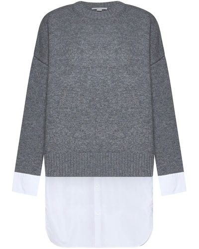 Stella McCartney Wool And Poplin 2-in-1 Sweater - Gray