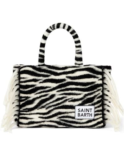 Mc2 Saint Barth Colette Blanket Handbag With Animalier Print - Black