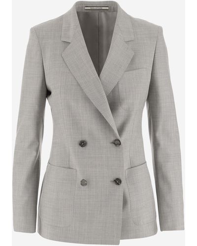 Tagliatore Wool And Silk Double-Breasted Jacket - Gray