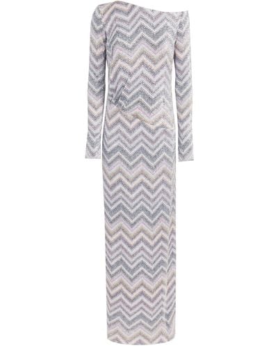 Missoni Sequin Embellished Zigzag Knitted Midi Dress - Gray