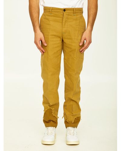 Incotex Camel Cotton Trousers - Yellow