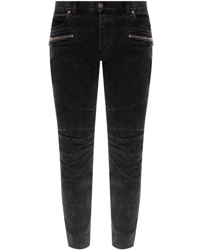 Balmain Tapered Leg Slim Jeans - Black