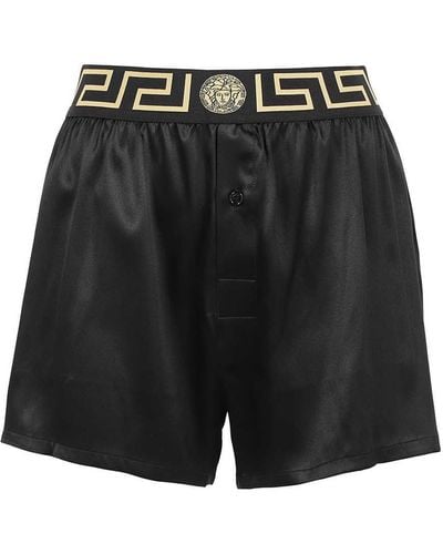 Versace Logo Print Swim Shorts - Black