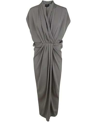 Giorgio Armani V Neck Long Dress Clothing - Grey