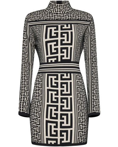 Balmain Monogram Mini Dress - Black