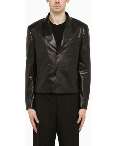 Ferragamo Black Single-breasted Leather Jacket