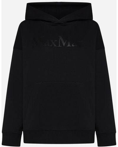 Max Mara Palmira Logo Cotton-Blend Hoodie - Black