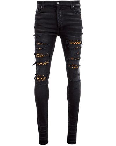 Amiri Leopard Denim Jeans - Black