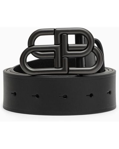 Balenciaga Leather Bb Belt - Black