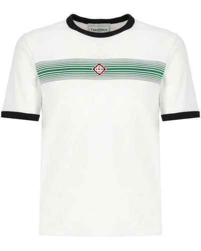 Casablancabrand Logo Stripe Ringer T-Shirt - White