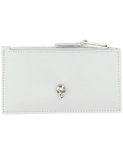 Alexander McQueen Skull Stud Zipped Wallet - White