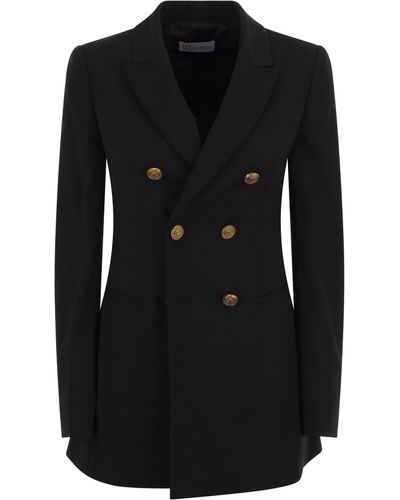 RED Valentino Viscose And Wool Double-Breasted Jacket - Black