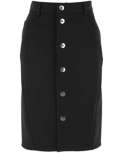 Bottega Veneta Stretch Wool Blend Skirt - Black