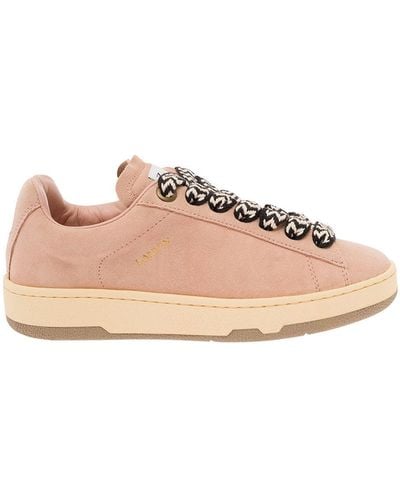 Lanvin Lite Curb Low Top Trainers With Oversized Laces - Pink