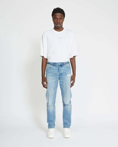 John Richmond Slim Jeans With Rips On The Front - Blue