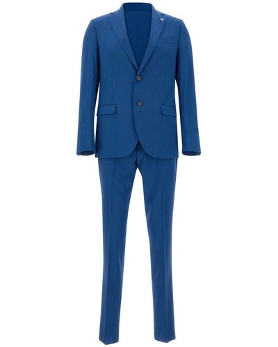 Manuel Ritz Two-Piece Cool Wool Blend Suit - Blue