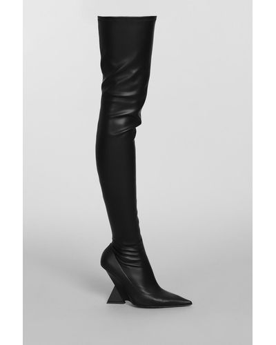 The Attico Cheope High Heels Boots In Black Leather