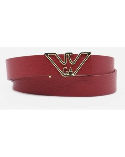 Emporio Armani Hamme Leather Belt With Logoed Buckle - Red