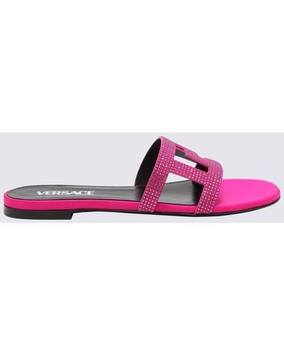 Versace Leather Greca Maze Sandals - Pink