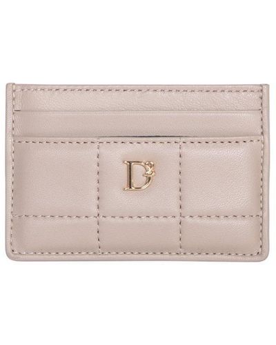 DSquared² Logo-Plaque Quilted Card Holder - Pink