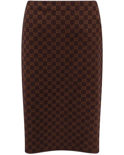 Gucci Gg Midi Skirt - Brown