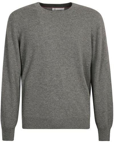 Brunello Cucinelli Crewneck Knitted Sweater - Gray
