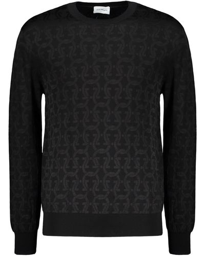 Ferragamo Long Sleeve Crew-Neck Sweater - Black