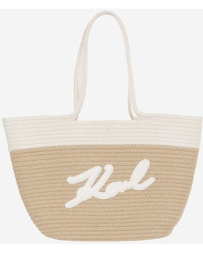 Karl Lagerfeld Fabric Tote Bag With Logo - White