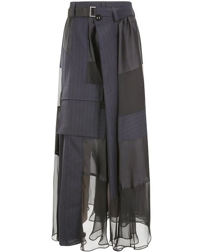 Sacai Chalk Stripe Skirt - Grey