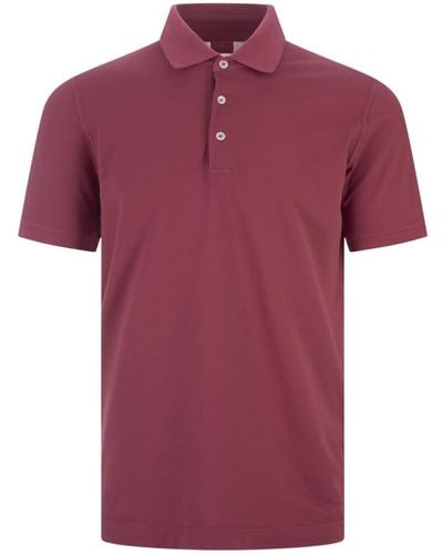 Fedeli Light Cotton Piquet Polo Shirt - Red